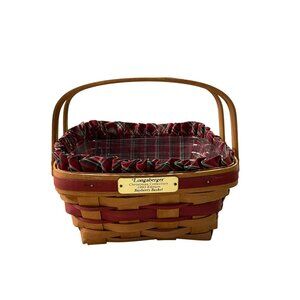 Vintage 1993 Christmas Collection Longaberger Bayberry Basket Plaid Fabric Plast
